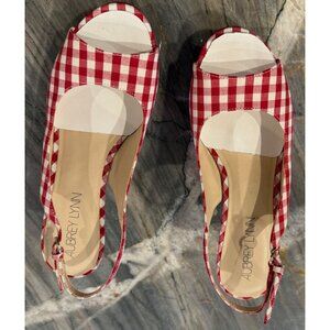 Aubrey Lynn Red Gingham Slingback Heels - SZ 9 - NWOB